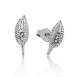 Silverlina Silver Leaf Studded Earrings