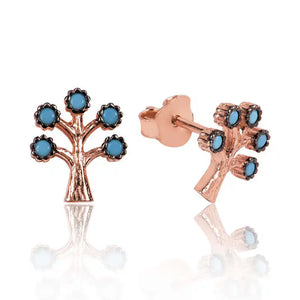 Silver Life Tree Studded Earrings