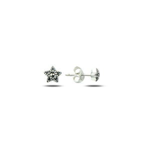Silver Marcasite CZ Star Earrings
