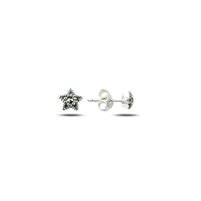 Silver Marcasite CZ Star Earrings