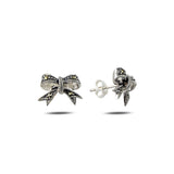 Silver Marcasite Ribbon Earrings