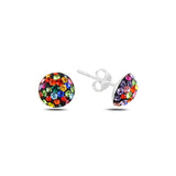 Silverlina Silver Mixed Cz Crystal Half Ball Earrings