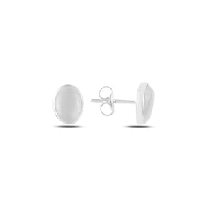 Silverlina Silver Oval Cat's Eye Stone Earrings