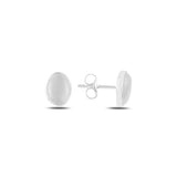Silverlina Silver Oval Cat's Eye Stone Earrings