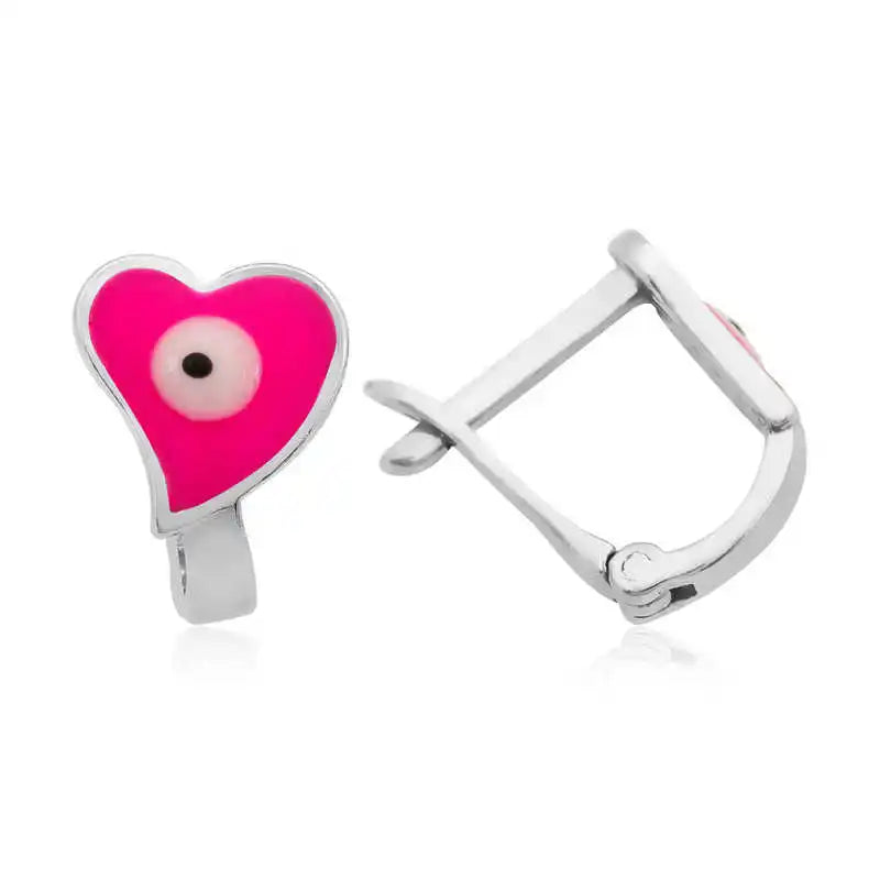 Silverlina Silver Pink Heart Child Tag Necklace