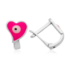Silverlina Silver Pink Heart Child Tag Necklace