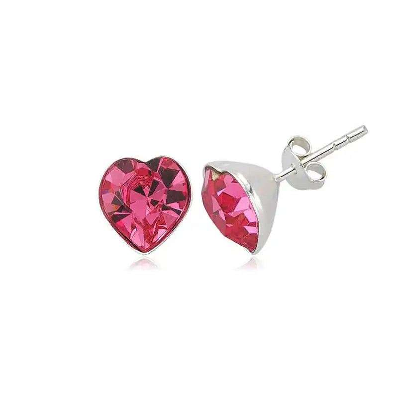 Silverlina Silver Pink Heart Earrings