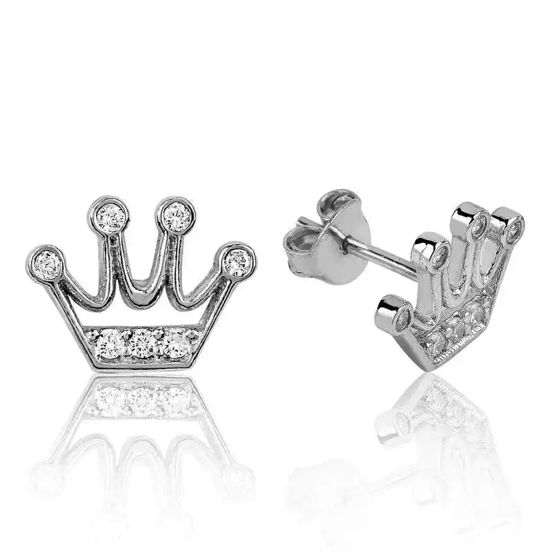 Silverlina Crown Earrings - Silver Queen