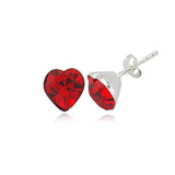 Silver Red Heart Earrings for Women