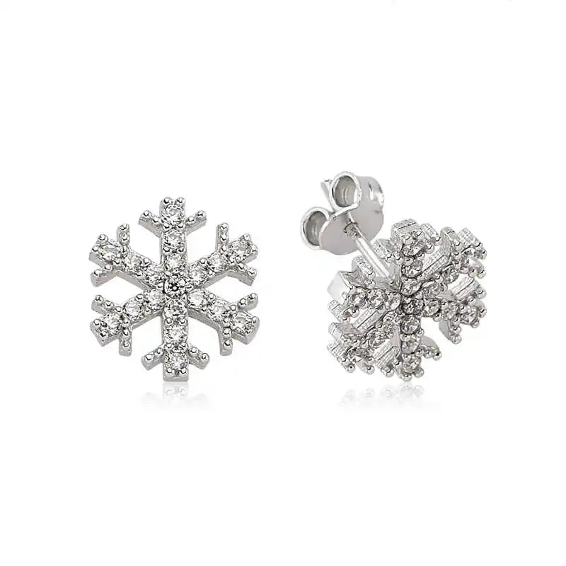 Silverlina Snowflake Earrings with Sparkling Studs