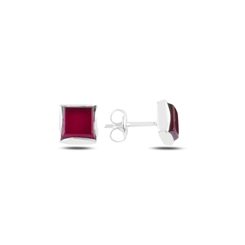 Silverlina Red Agate Stone Earrings