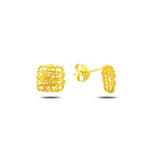 Silver Square Wire Knitted Earrings