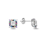 Silver Square Zircon Stone Earrings