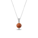 Silverlina Silver Star Stone Ball Pendant Necklace