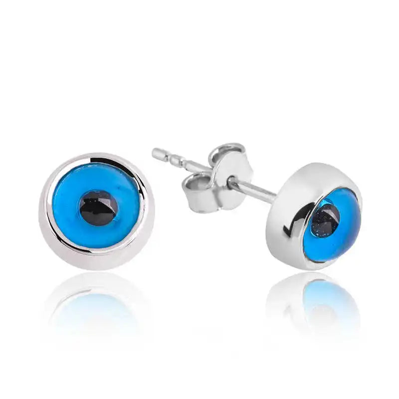 Silverlina Studded Evil Eye Earrings