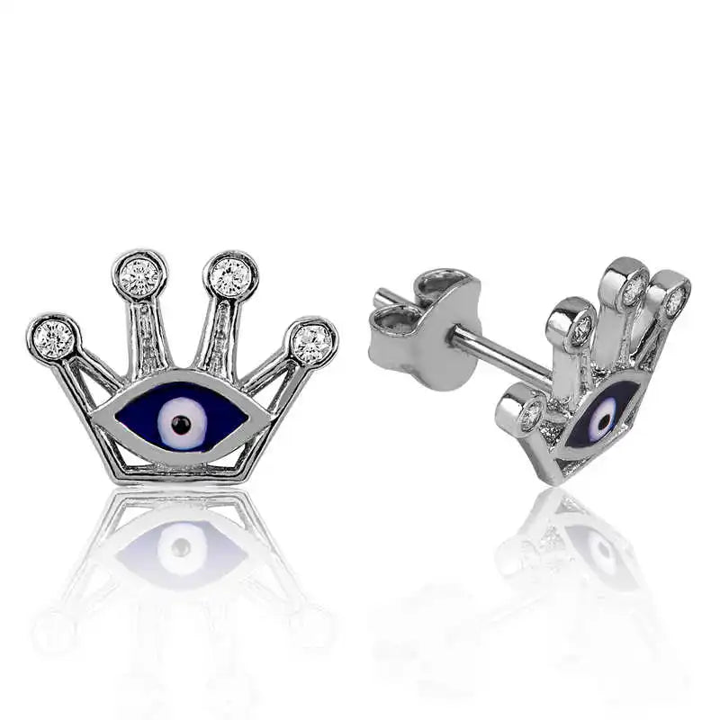 Silverlina Silver Queen Crown Earrings