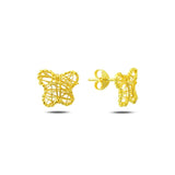 Silver Wire Knitted Butterfly Earrings