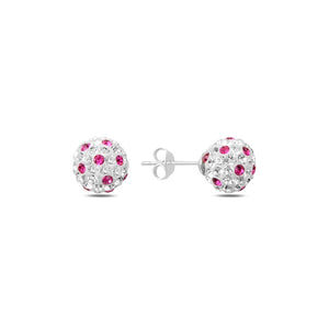 Silver Zircon Stone Ball Earrings