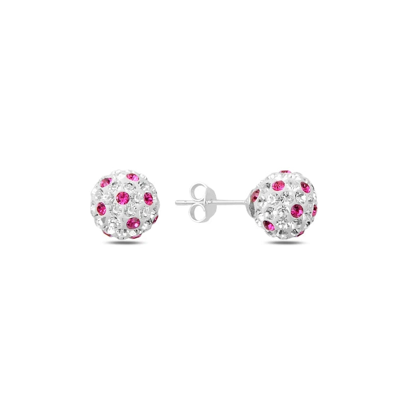 Silver Zircon Stone Ball Earrings