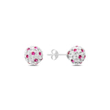 Silver Zircon Stone Ball Earrings