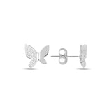 Silver Zircon Butterfly Earrings