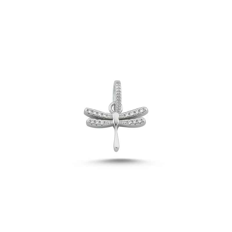 Silver Dragonfly Pendant with Zircon Stone