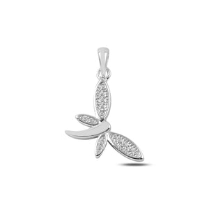Silver Zircon Stone Dragonfly Pendant