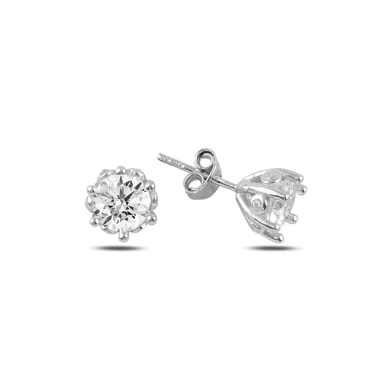 Silver Zircon Stone Engagement Earrings
