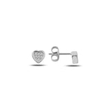 Silverlina Silver Zircon Stone Heart Earrings