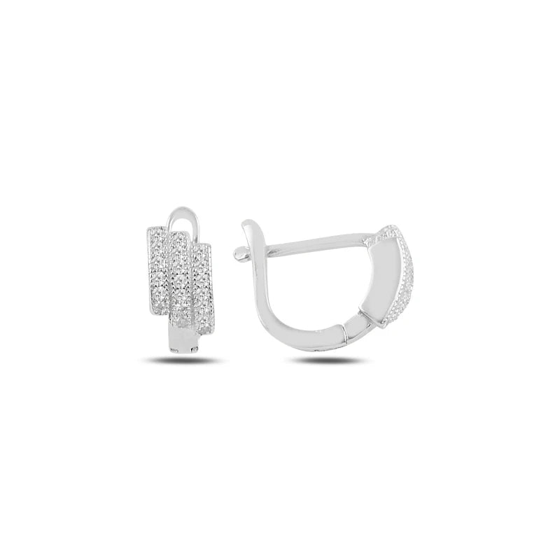 Silver Zircon J Earrings
