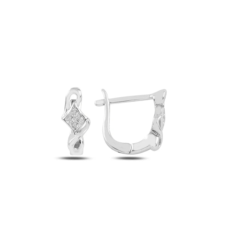 Silverlina Silver Zircon Stone J Earrings