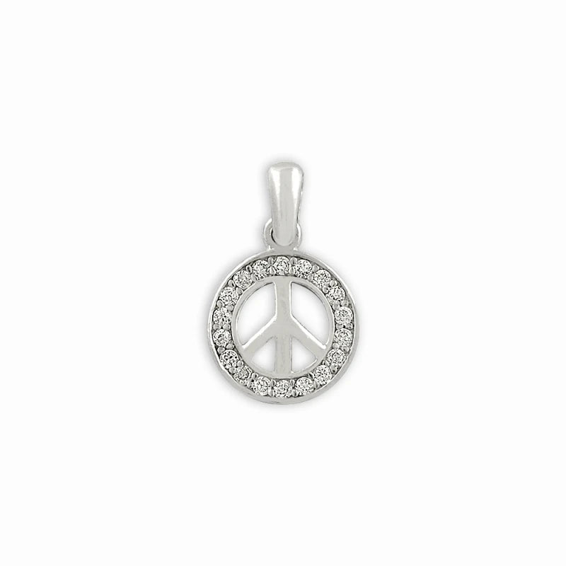 Silverlina Silver Zircon Peace Sign Pendant