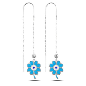 Silverlina Zircon Stone & Enamel Clover Earrings