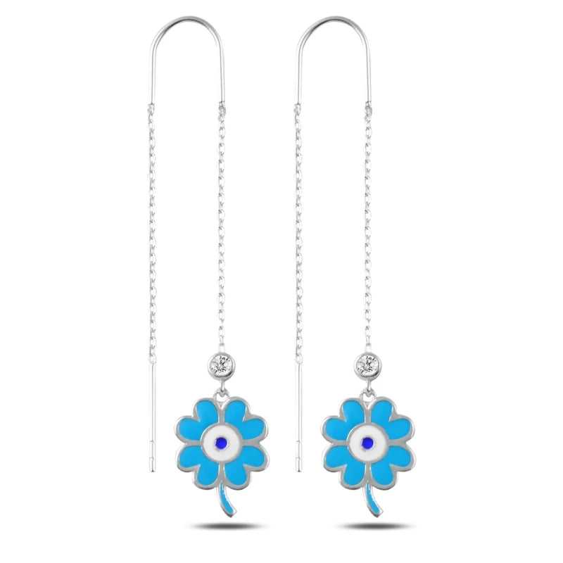 Silverlina Zircon Stone & Enamel Clover Earrings