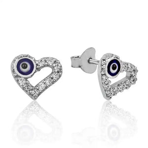Silverlina Sterling Silver Evil Eye Earrings