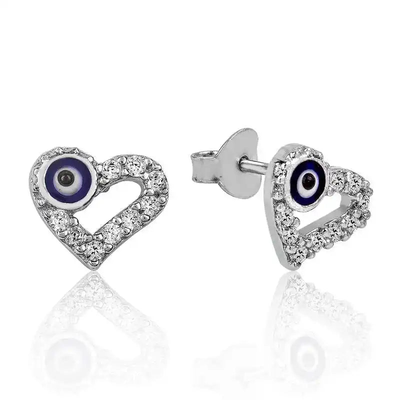 Silverlina Sterling Silver Evil Eye Earrings