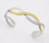 Silvery & Golden Two Tone Bangles Twisted Bracelet Stainless Steel