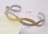 Silvery & Golden Two Tone Bangles Twisted Bracelet Stainless Steel