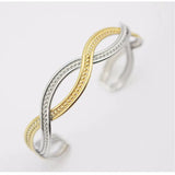 Silvery & Golden Two Tone Bangles Twisted Bracelet Stainless Steel