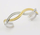 Silvery & Golden Two Tone Bangles Twisted Bracelet Stainless Steel
