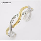 Silvery & Golden Two Tone Bangles Twisted Bracelet Stainless Steel