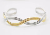 Silvery & Golden Two Tone Bangles Twisted Bracelet Stainless Steel