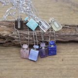 Gemstone Perfume Bottle Pendant Crystal Amethyst Essential Oil Vial Charm