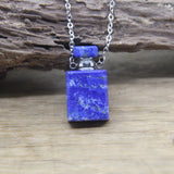 Gemstone Perfume Bottle Pendant Crystal Amethyst Essential Oil Vial Charm