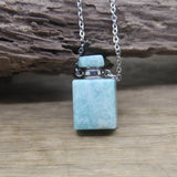 Gemstone Perfume Bottle Pendant Crystal Amethyst Essential Oil Vial Charm