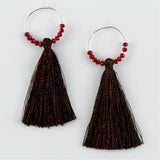 Silvery CZ Ring Tassel Earrings
