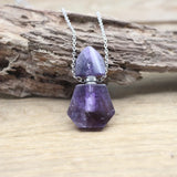 Silvery Necklaces with Gemstone Essential Oil Vial Pendants