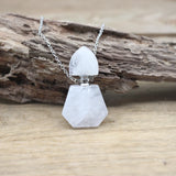Silvery Necklaces with Gemstone Essential Oil Vial Pendants