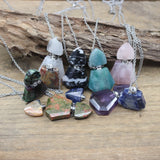 Silvery Necklaces with Gemstone Essential Oil Vial Pendants