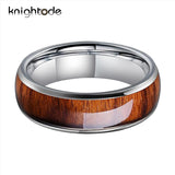 Tungsten Wedding Band Koa Wood Inlay 8mm Domed Polishing Comfort Fit
